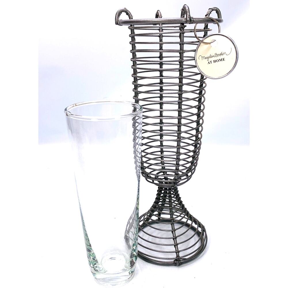 Hallmark‎ Marjolein Bastin Wire & Glass Vase At Home Collection 9" - Picture 2 of 6